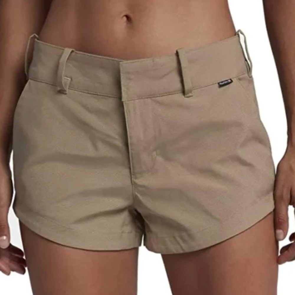 Hurley women's lowrider chino khaki shorts size 1 (xs)